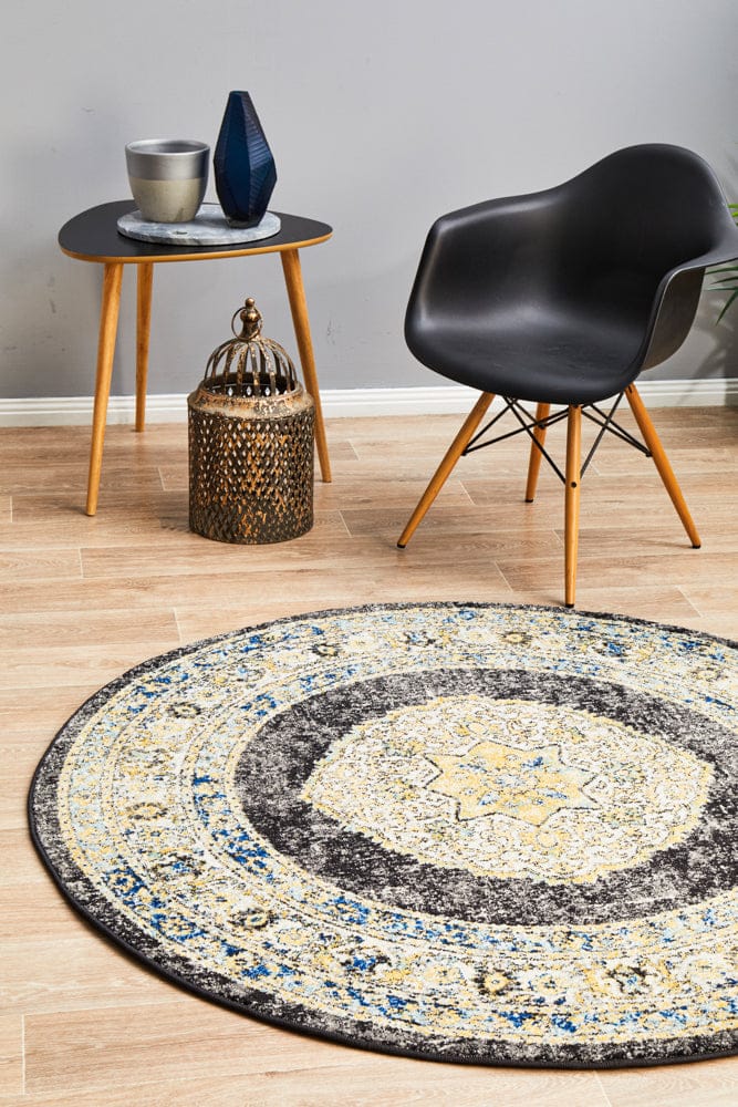 Rug Culture Rugs Century 955 Charcoal Round Rug