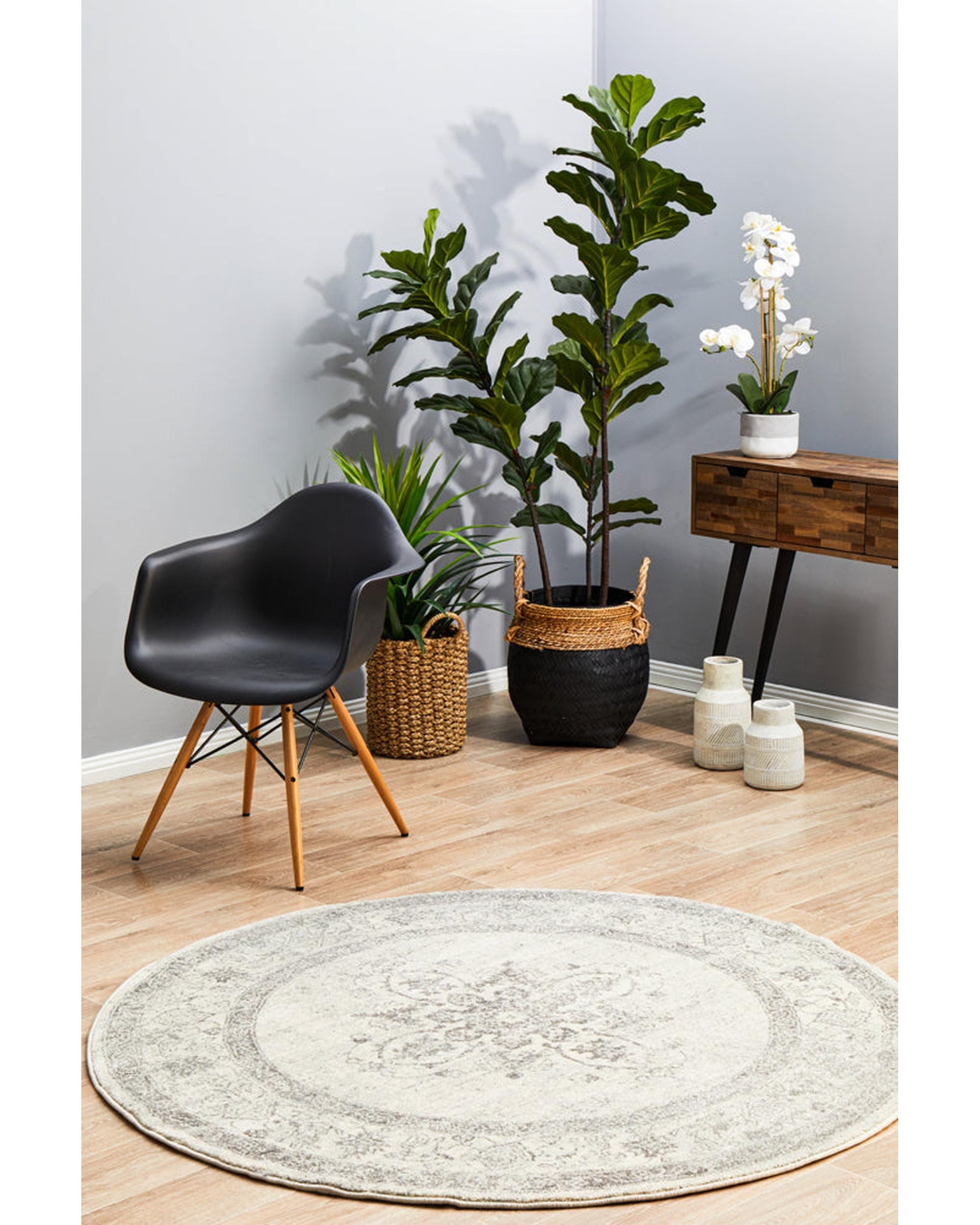 Rug Culture Rugs Century 977 Silver Round Rug