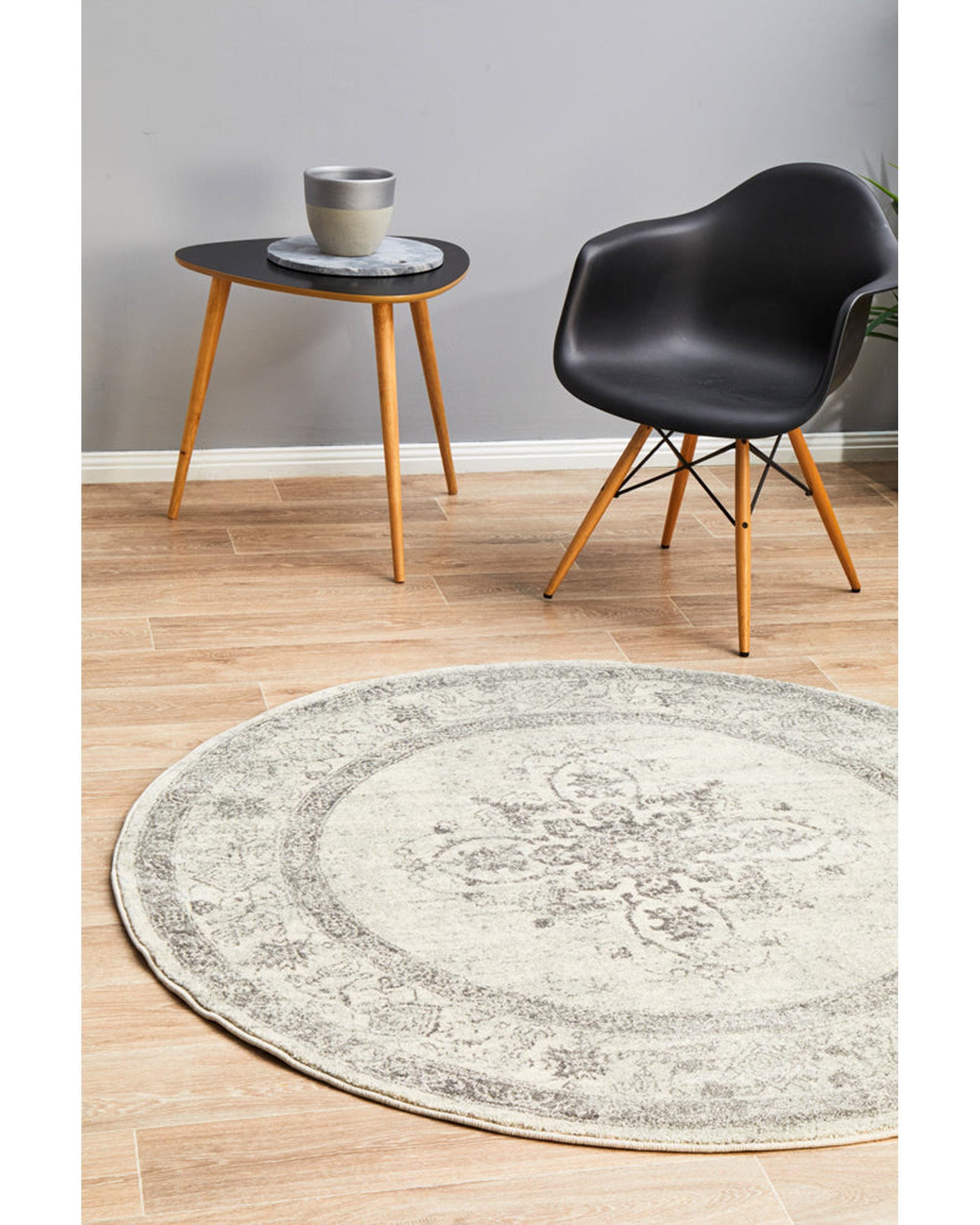 Rug Culture Rugs Century 977 Silver Round Rug