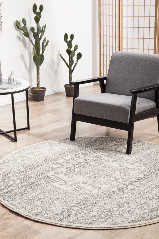 RUG CULTURE Rugs Chrome Addison Silver Round Rug