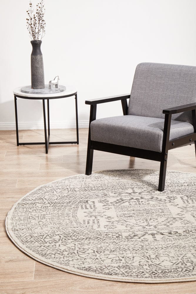 RUG CULTURE Rugs Chrome Addison Silver Round Rug