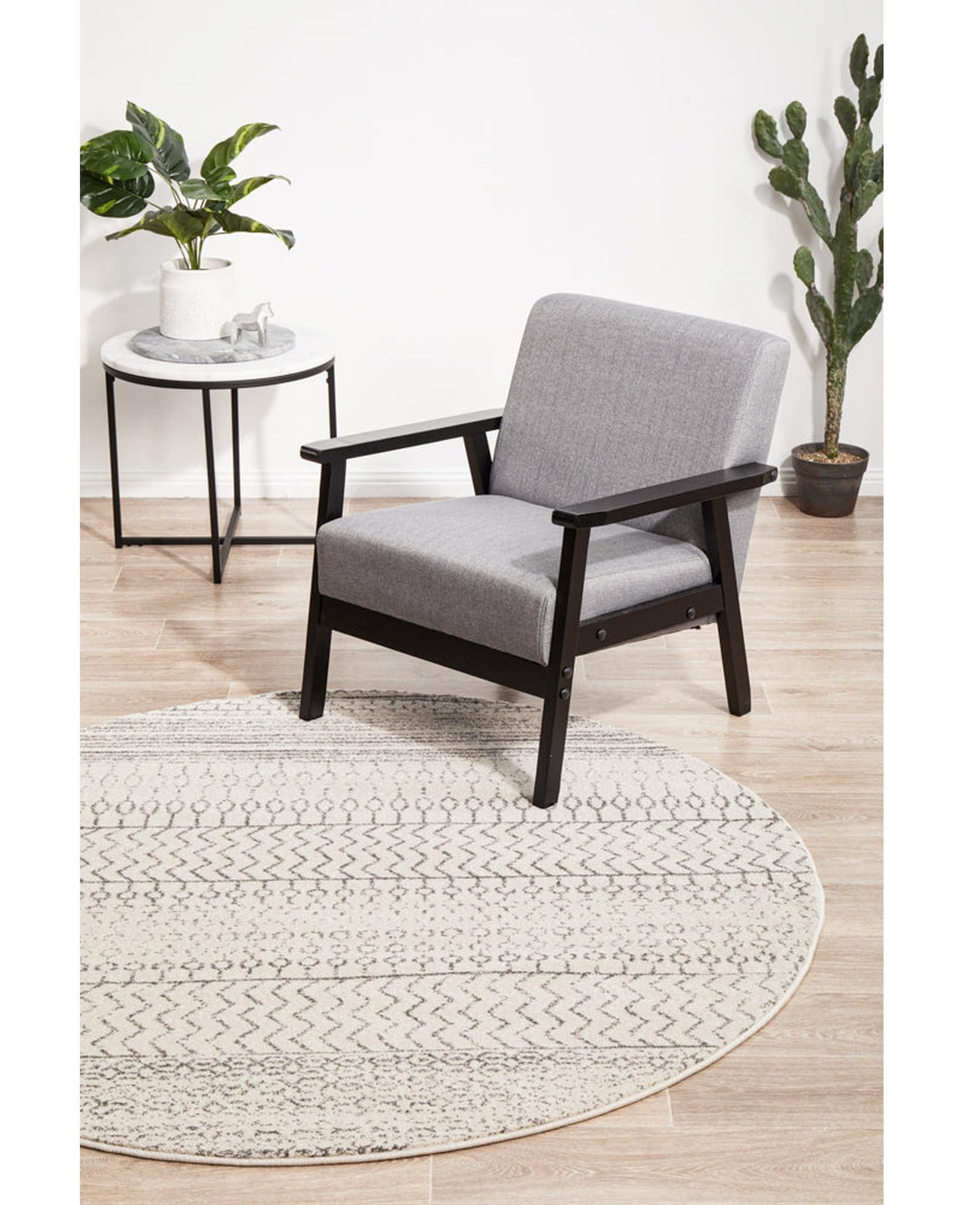 RUG CULTURE Rugs Chrome Harper Silver Round Rug