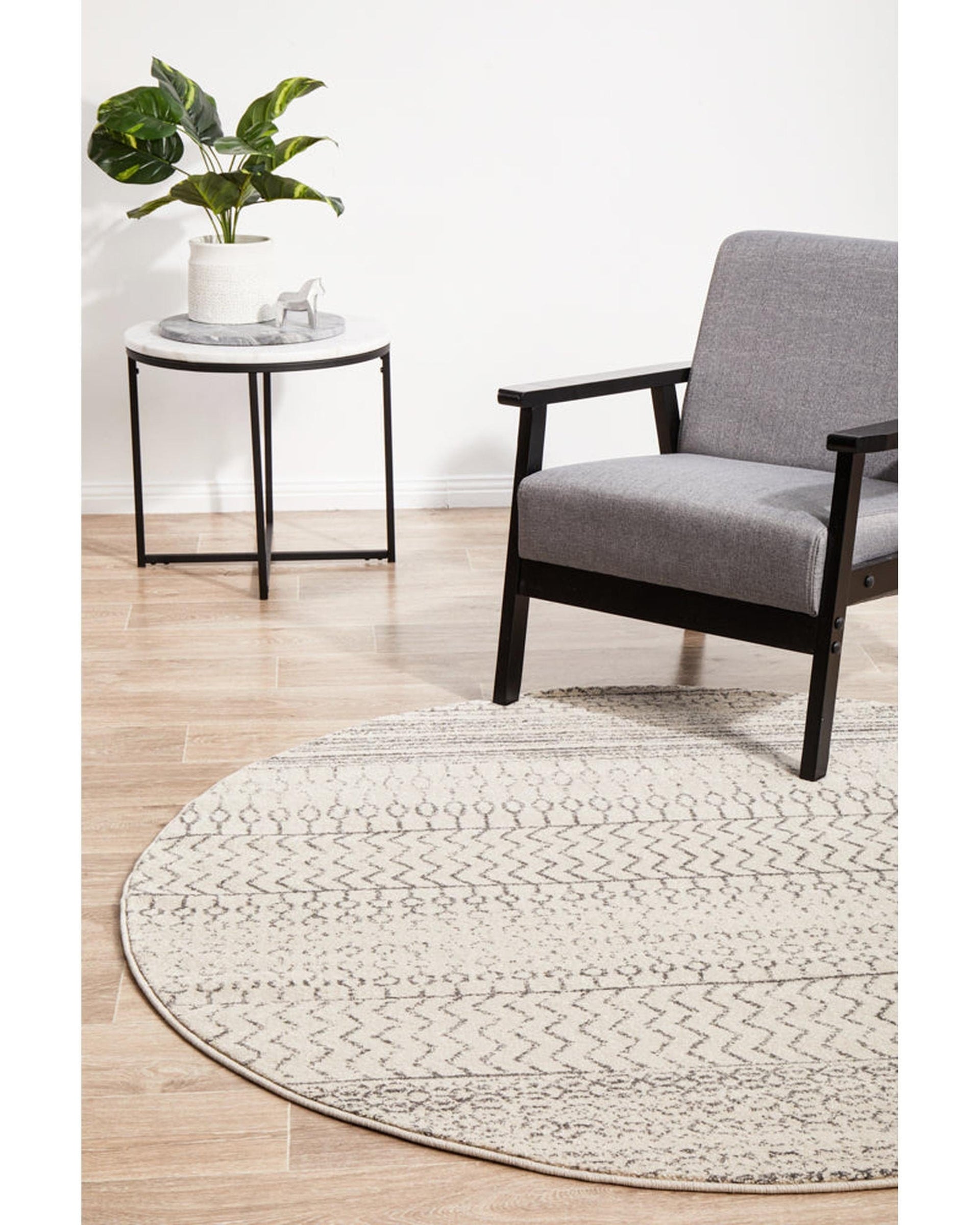 RUG CULTURE Rugs Chrome Harper Silver Round Rug