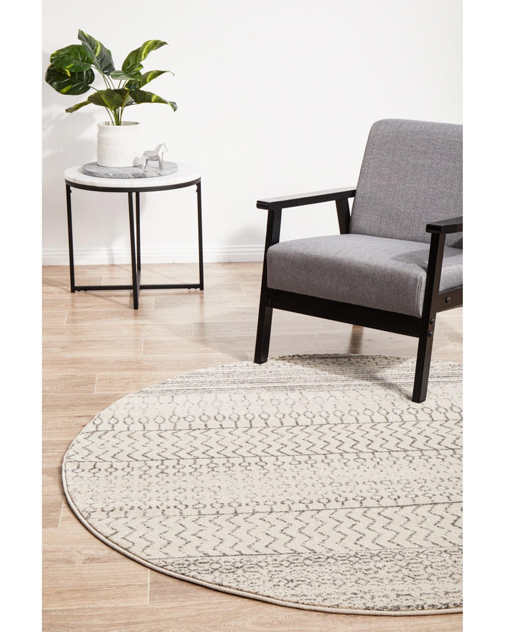 RUG CULTURE Rugs Chrome Harper Silver Round Rug