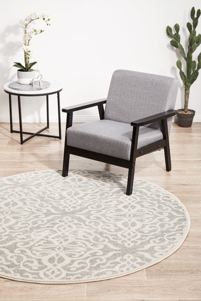 RUG CULTURE Rugs Chrome Lydia Silver Round Rug
