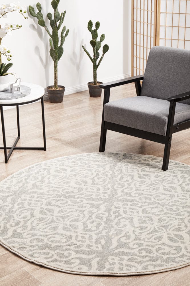 RUG CULTURE Rugs Chrome Lydia Silver Round Rug