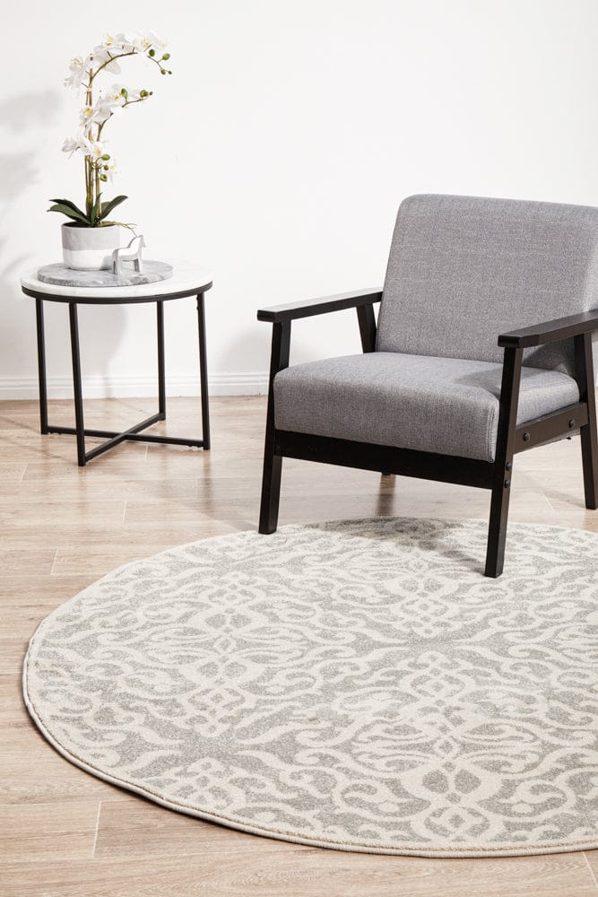 RUG CULTURE Rugs Chrome Lydia Silver Round Rug