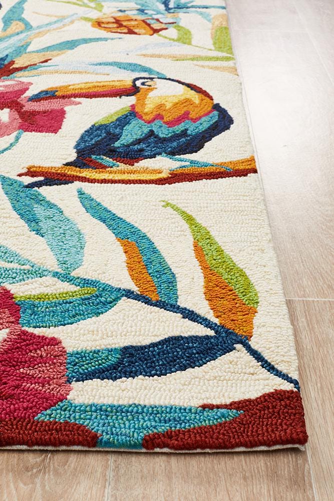 Rug Culture Rugs Copacabana Toucan Tropical Indoor Outdoor Rug Cream
