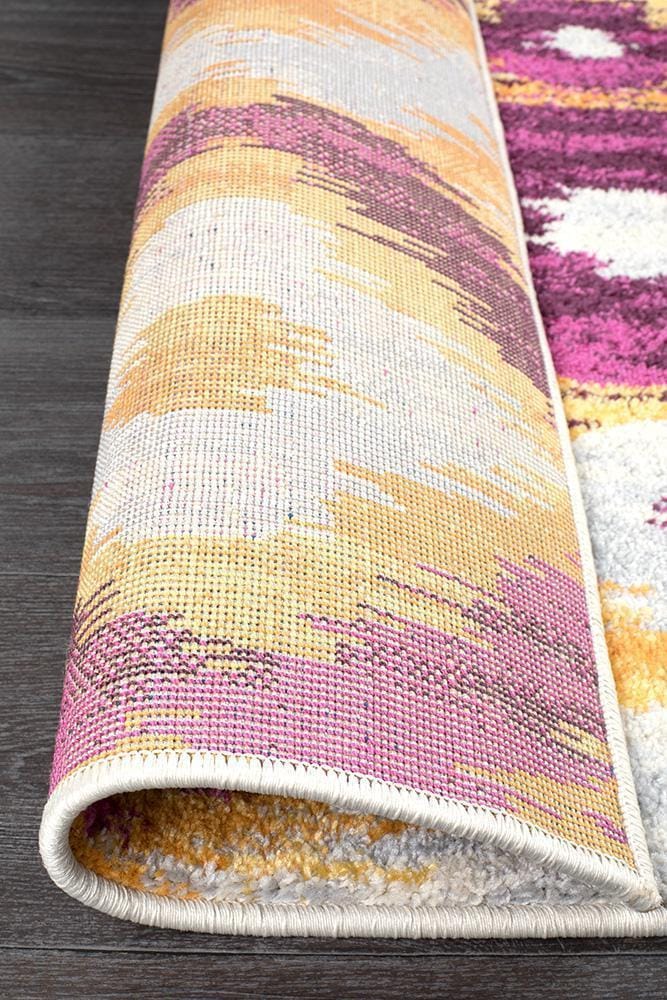 Rug Culture Rugs Dimensions Divinity Burst Aubergine Modern Runner Rug