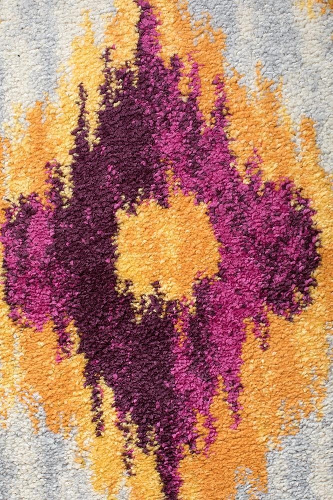 Rug Culture Rugs Dimensions Divinity Burst Aubergine Modern Runner Rug