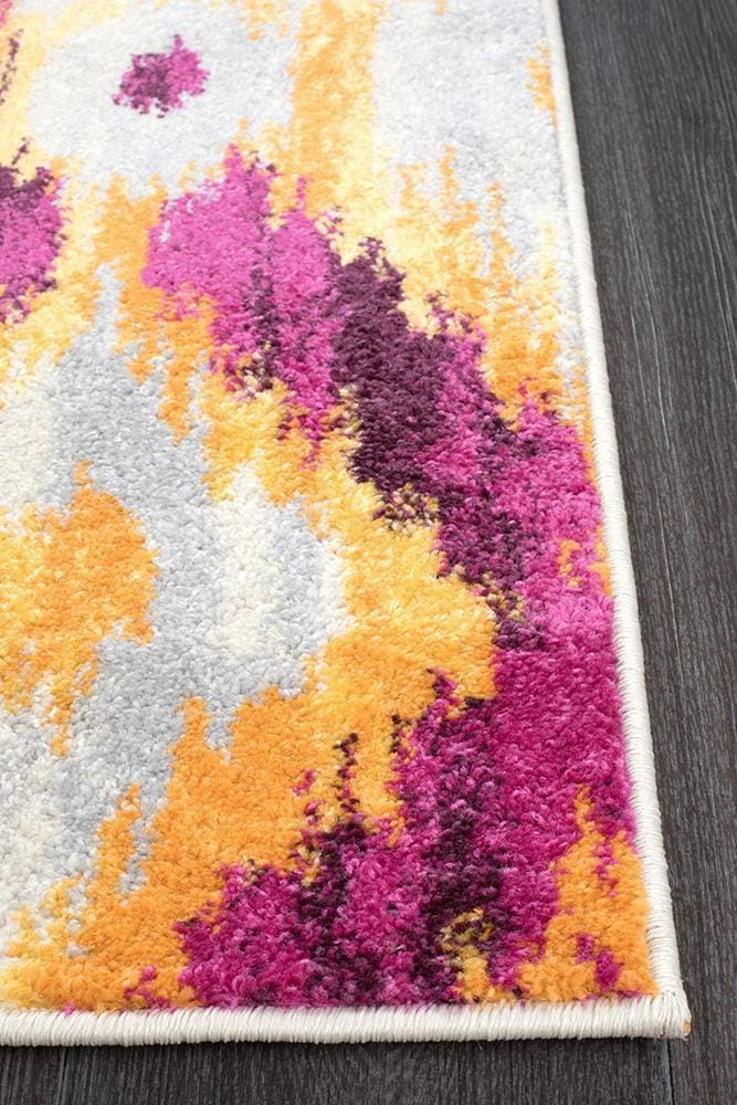 Rug Culture Rugs Dimensions Divinity Burst Aubergine Modern Runner Rug