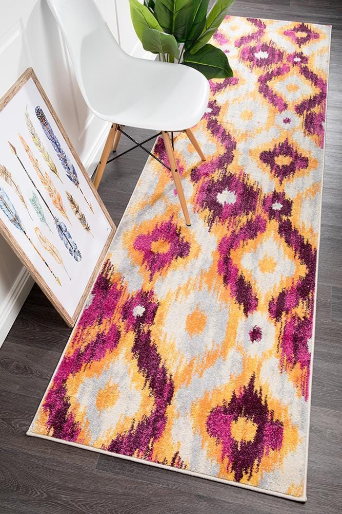 Rug Culture Rugs Dimensions Divinity Burst Aubergine Modern Runner Rug