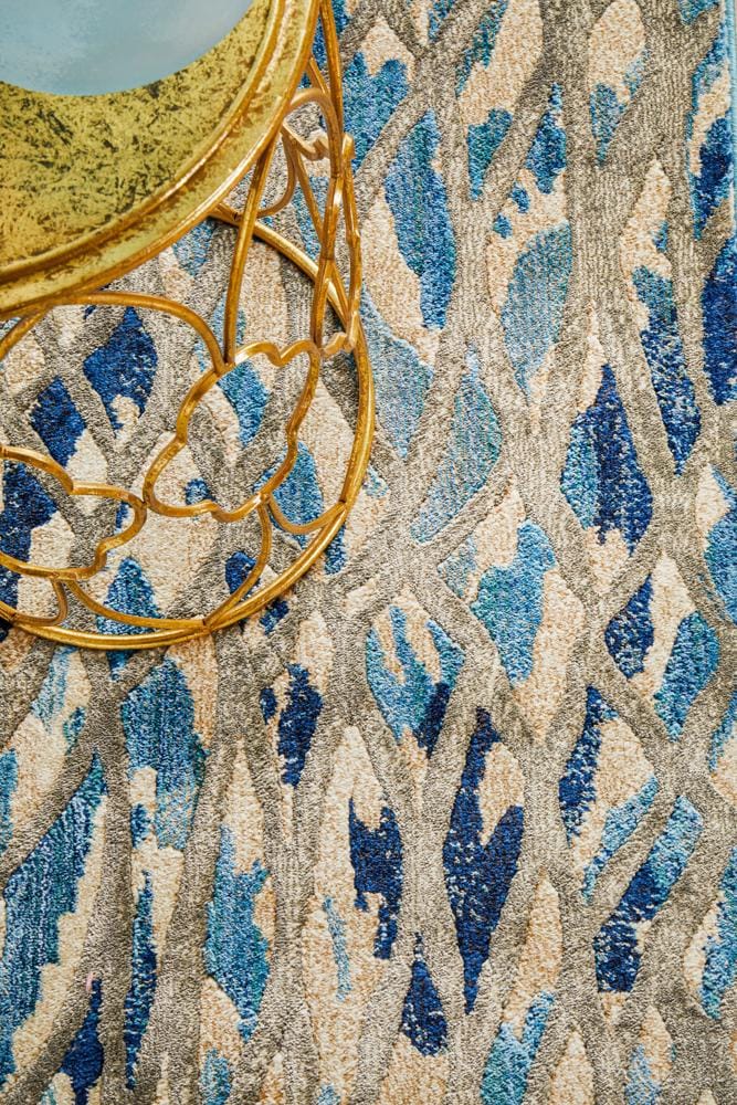 Rug Culture Rugs Dreamscape Ropes Modern Blue Runner Rug