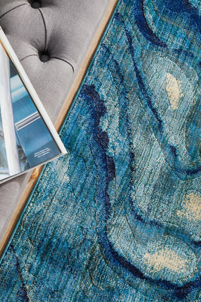 Rug Culture Rugs Dreamscape Waves Modern Indigo Runner Rug