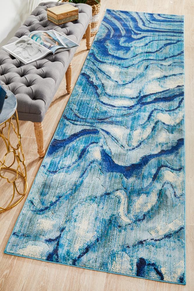 Rug Culture Rugs Dreamscape Waves Modern Indigo Runner Rug