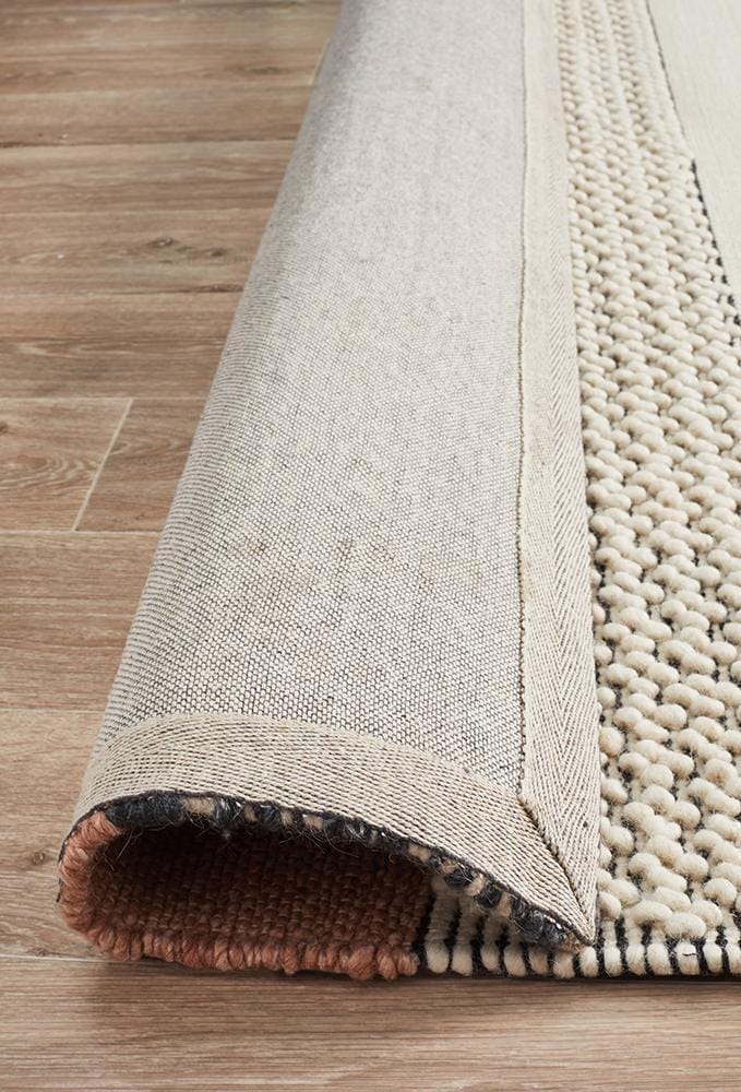Rug Culture Rugs Esha Textured Woven Rug White Peach
