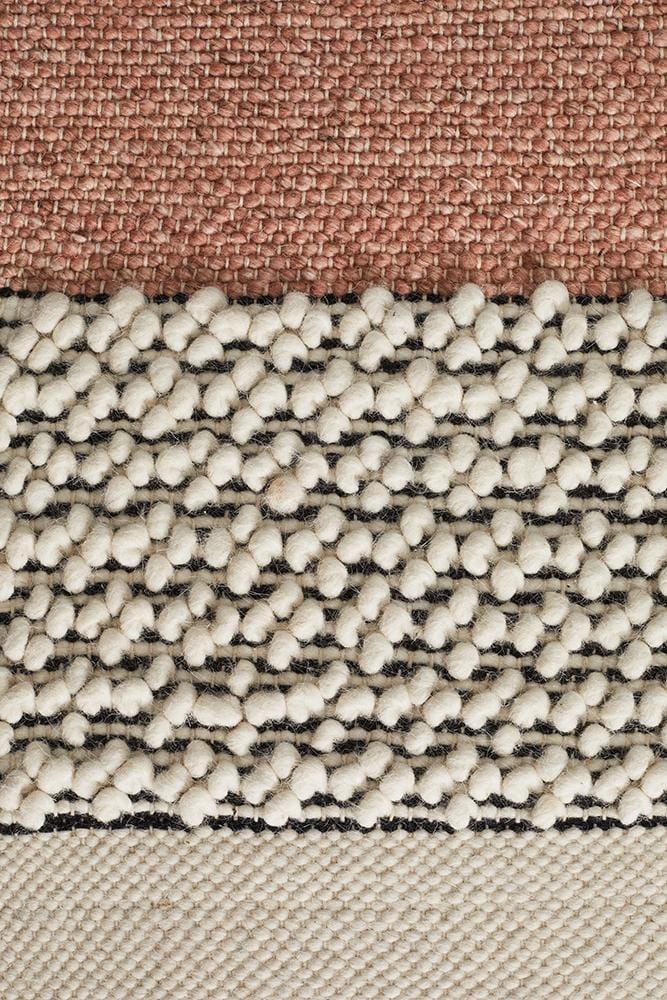 Rug Culture Rugs Esha Textured Woven Rug White Peach