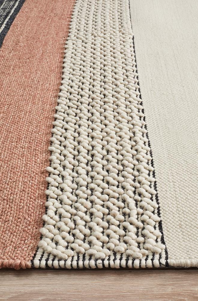 Rug Culture Rugs Esha Textured Woven Rug White Peach