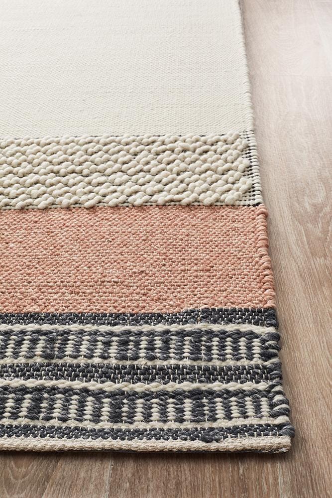 Rug Culture Rugs Esha Textured Woven Rug White Peach