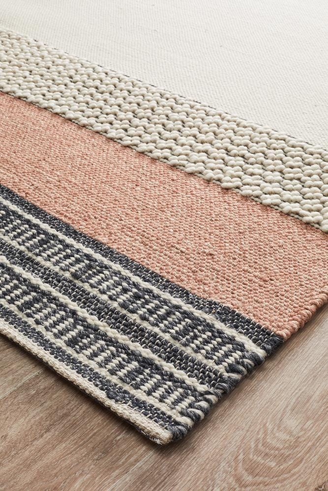 Rug Culture Rugs Esha Textured Woven Rug White Peach