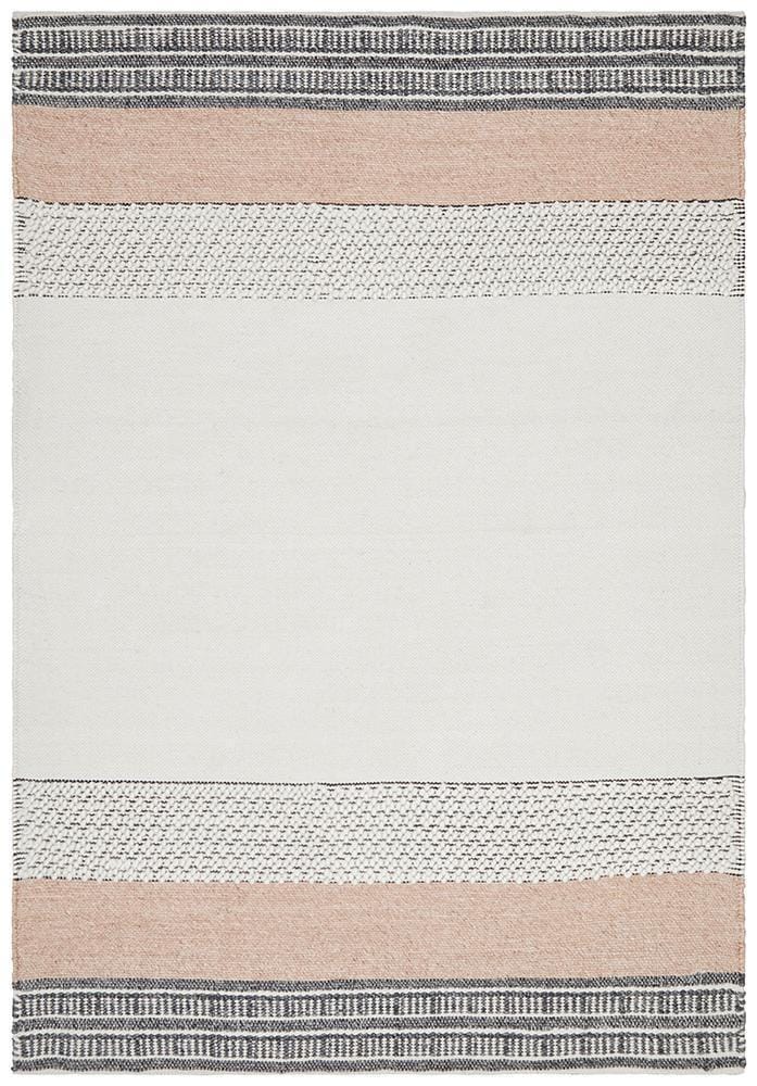 Rug Culture Rugs Esha Textured Woven Rug White Peach