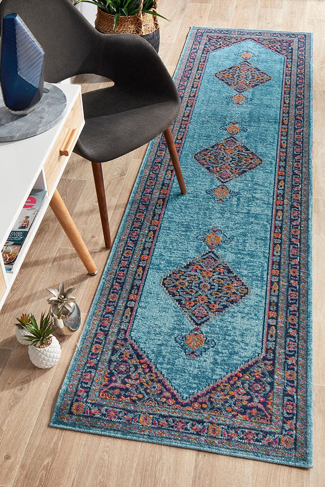 Rug Culture Rugs Eternal Whisper Diamond Blue Runner Rug