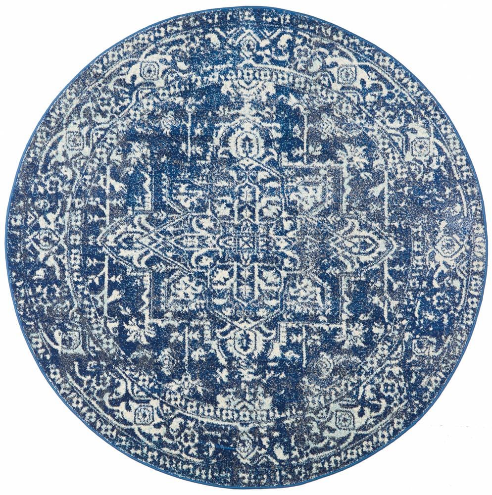 Rug Culture Rugs Evoke Contrast Navy Transitional Round Rug