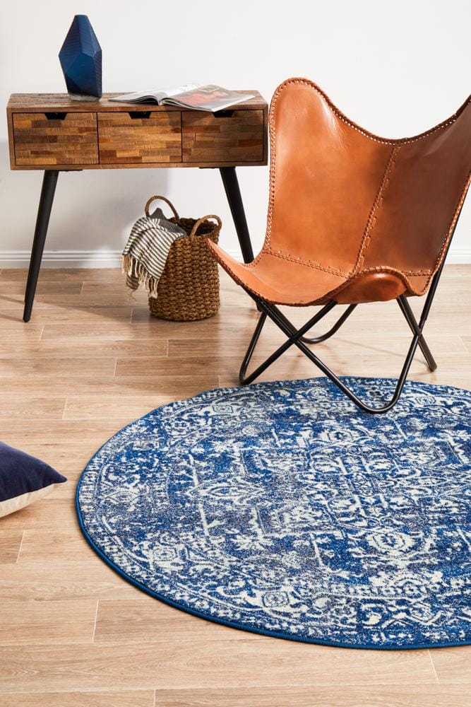 Rug Culture Rugs Evoke Contrast Navy Transitional Round Rug