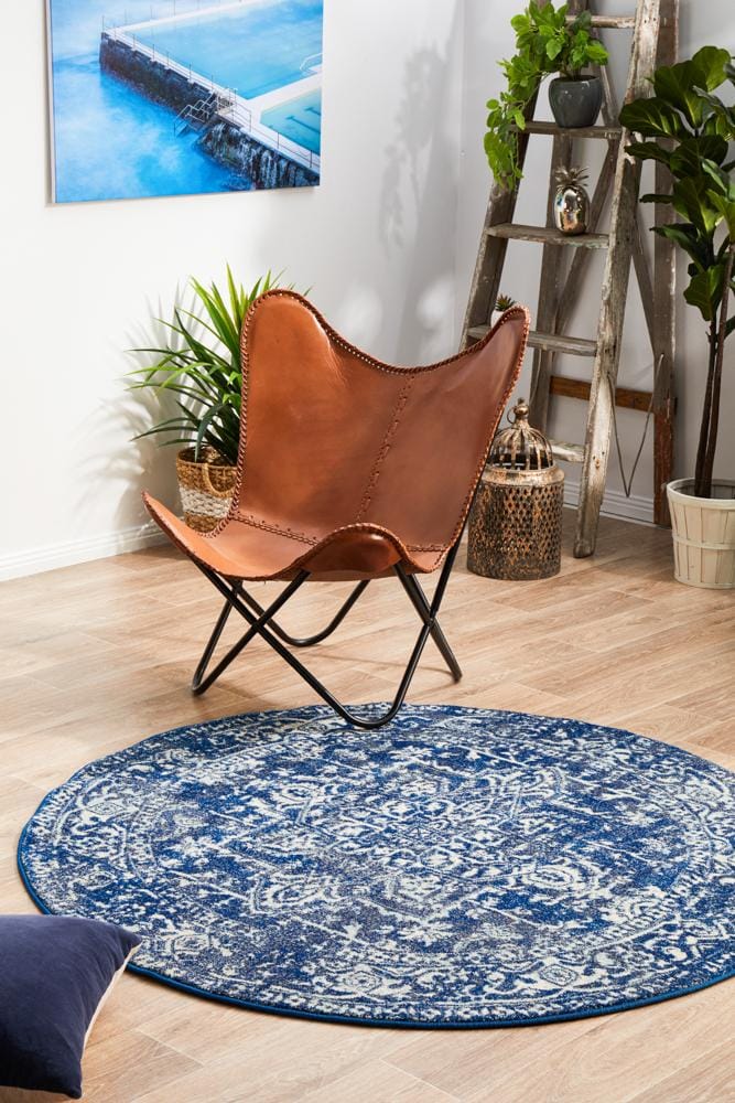 Rug Culture Rugs Evoke Contrast Navy Transitional Round Rug