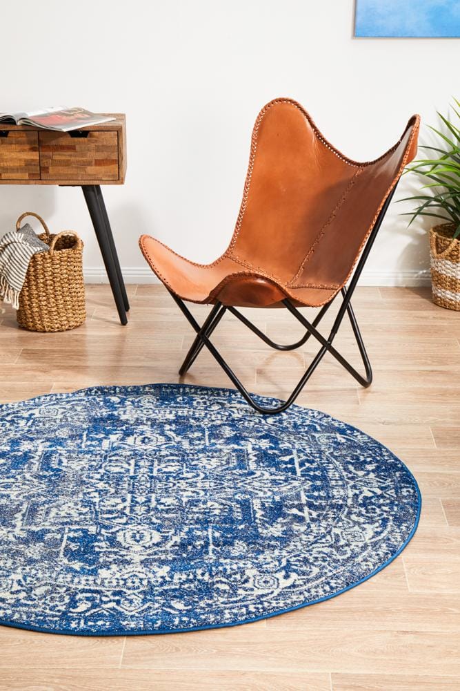 Rug Culture Rugs Evoke Contrast Navy Transitional Round Rug