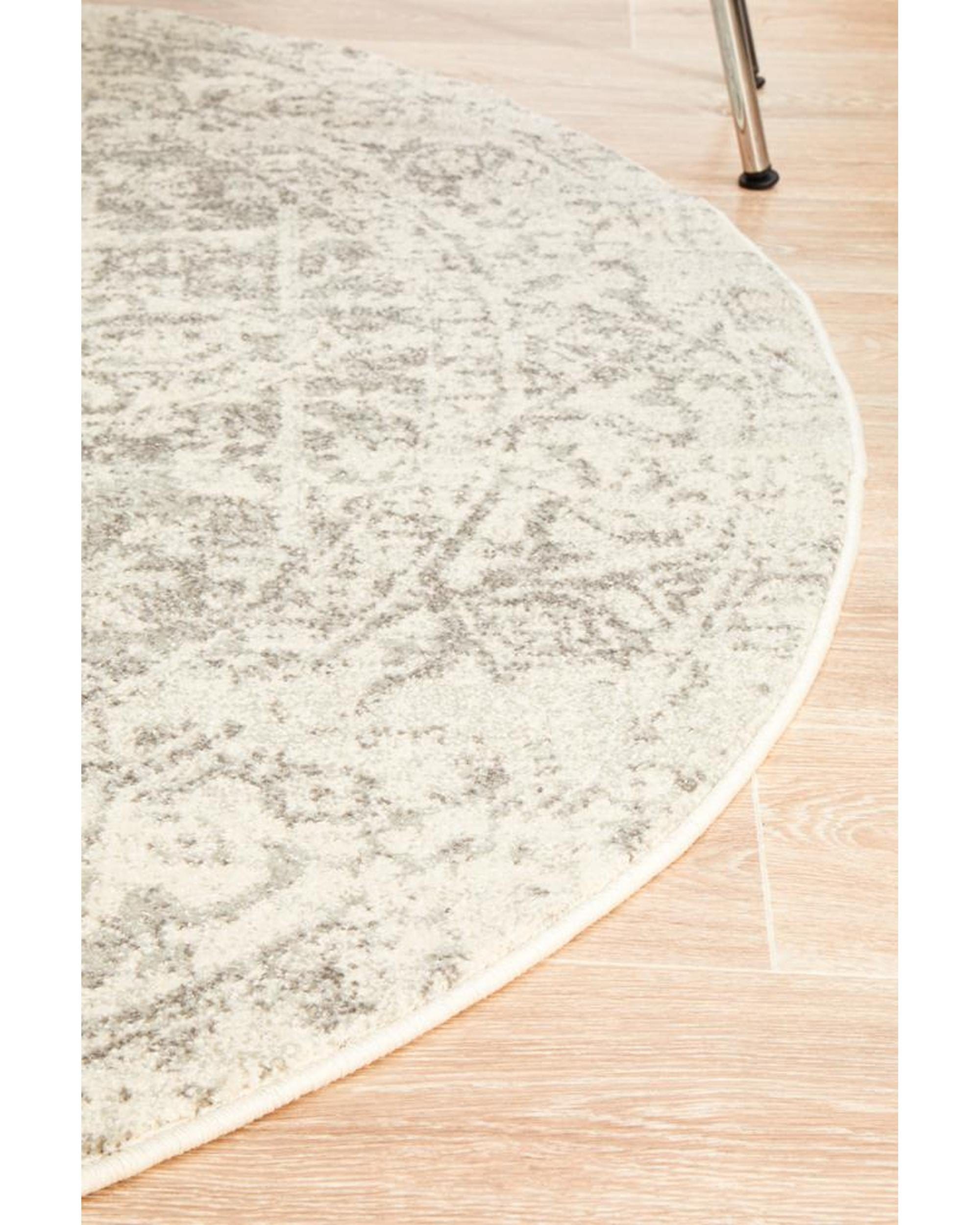 Rug Culture Rugs Evoke Dream White Silver Transitional Round Rug
