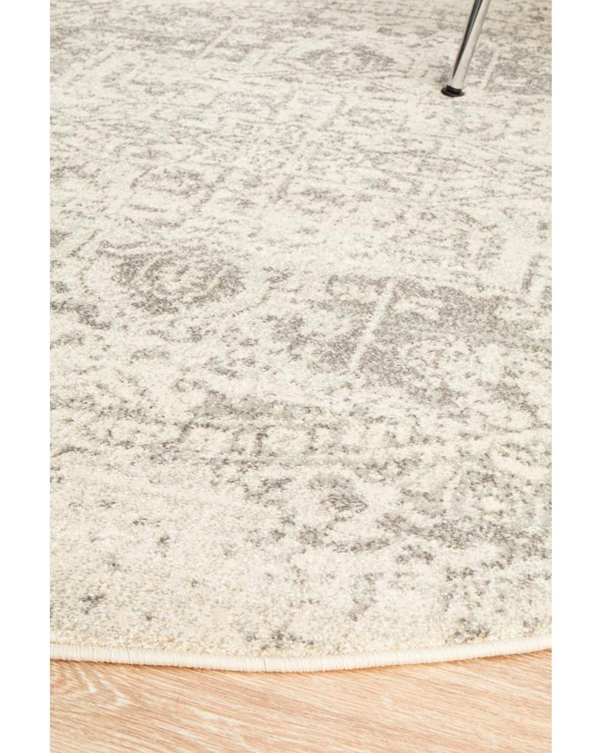 Rug Culture Rugs Evoke Dream White Silver Transitional Round Rug