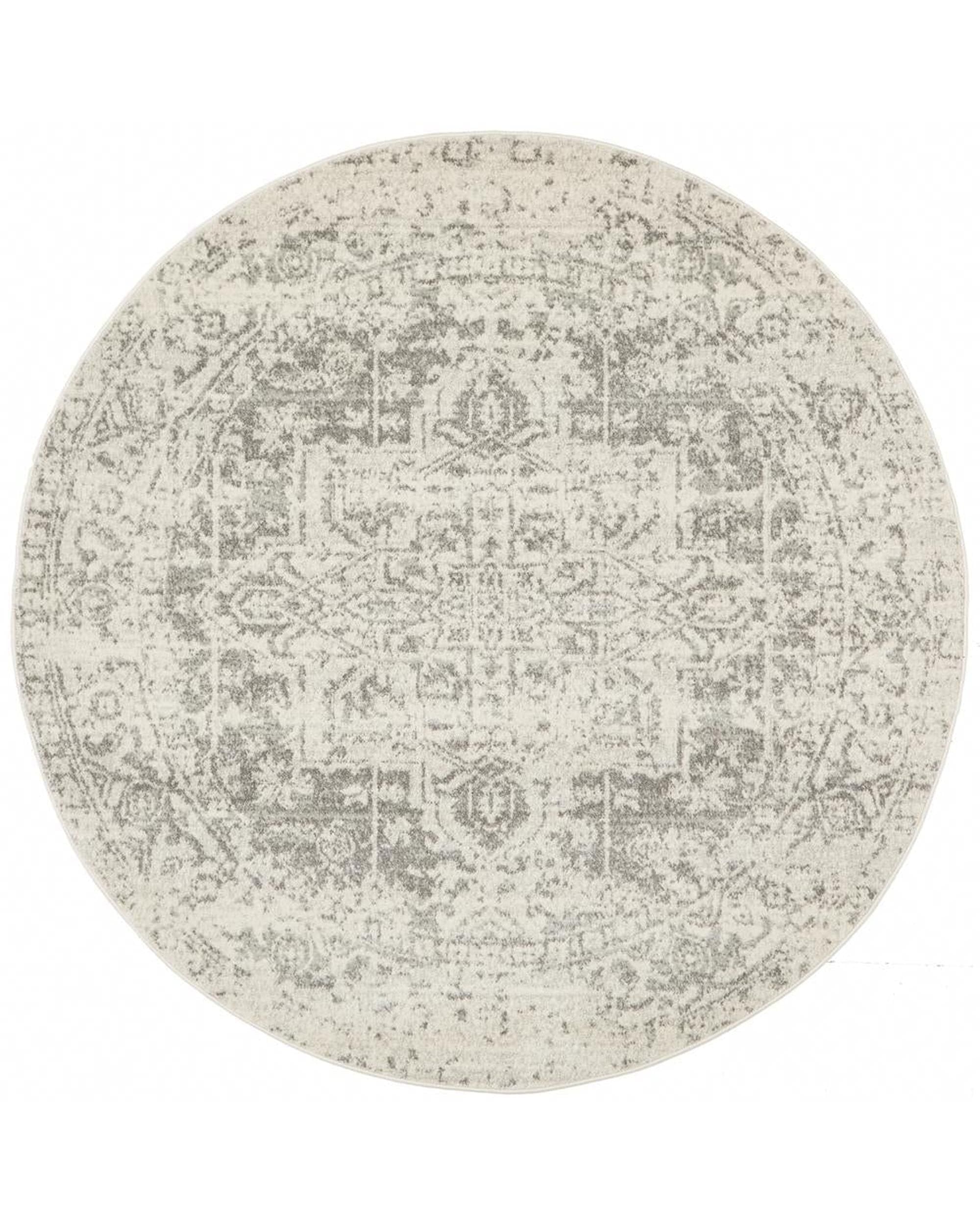 Rug Culture Rugs Evoke Dream White Silver Transitional Round Rug