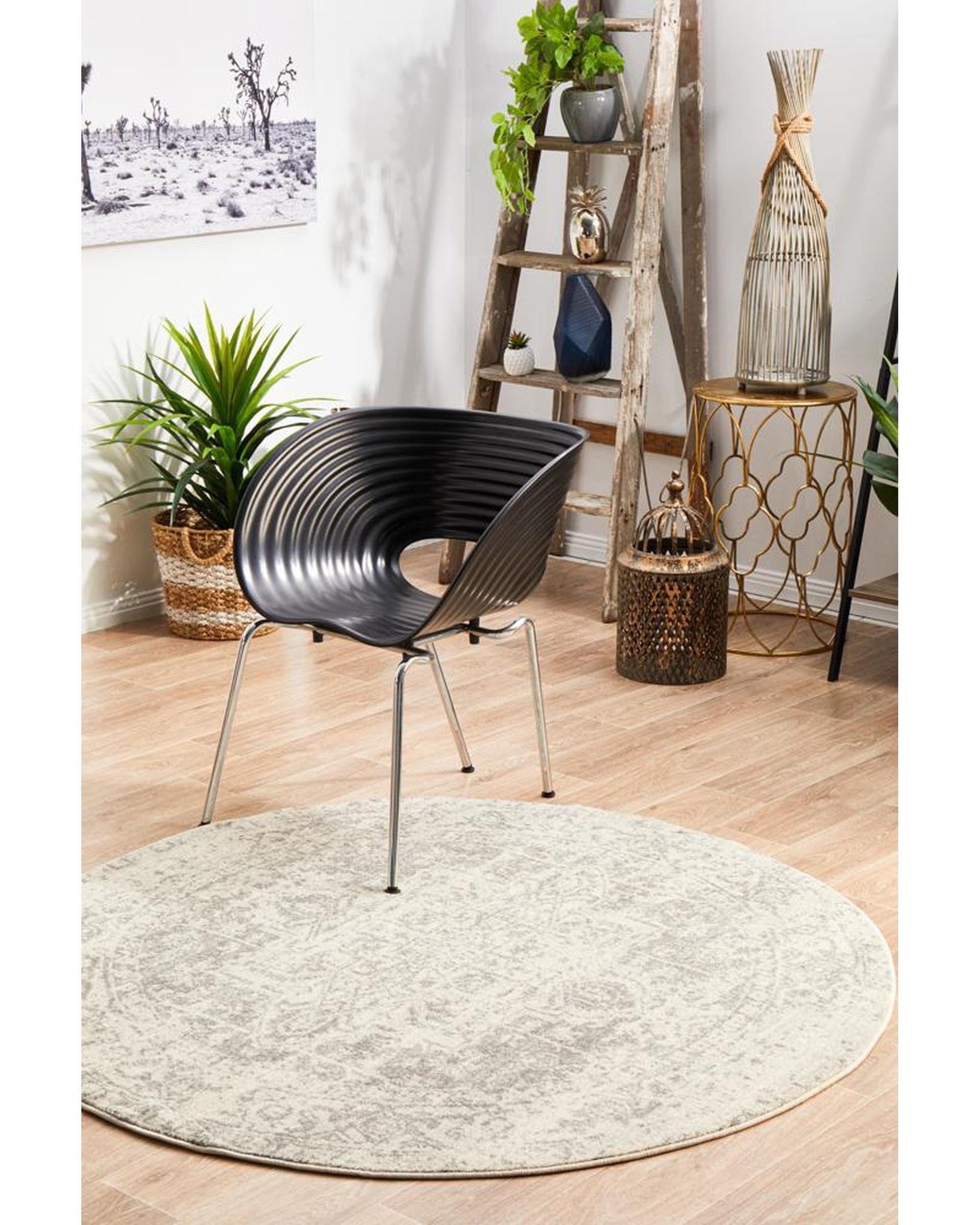 Rug Culture Rugs Evoke Dream White Silver Transitional Round Rug