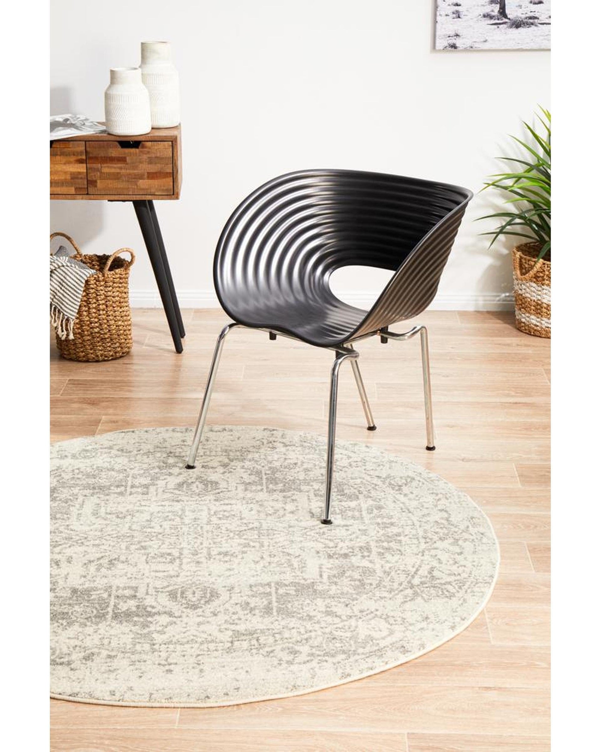 Rug Culture Rugs Evoke Dream White Silver Transitional Round Rug