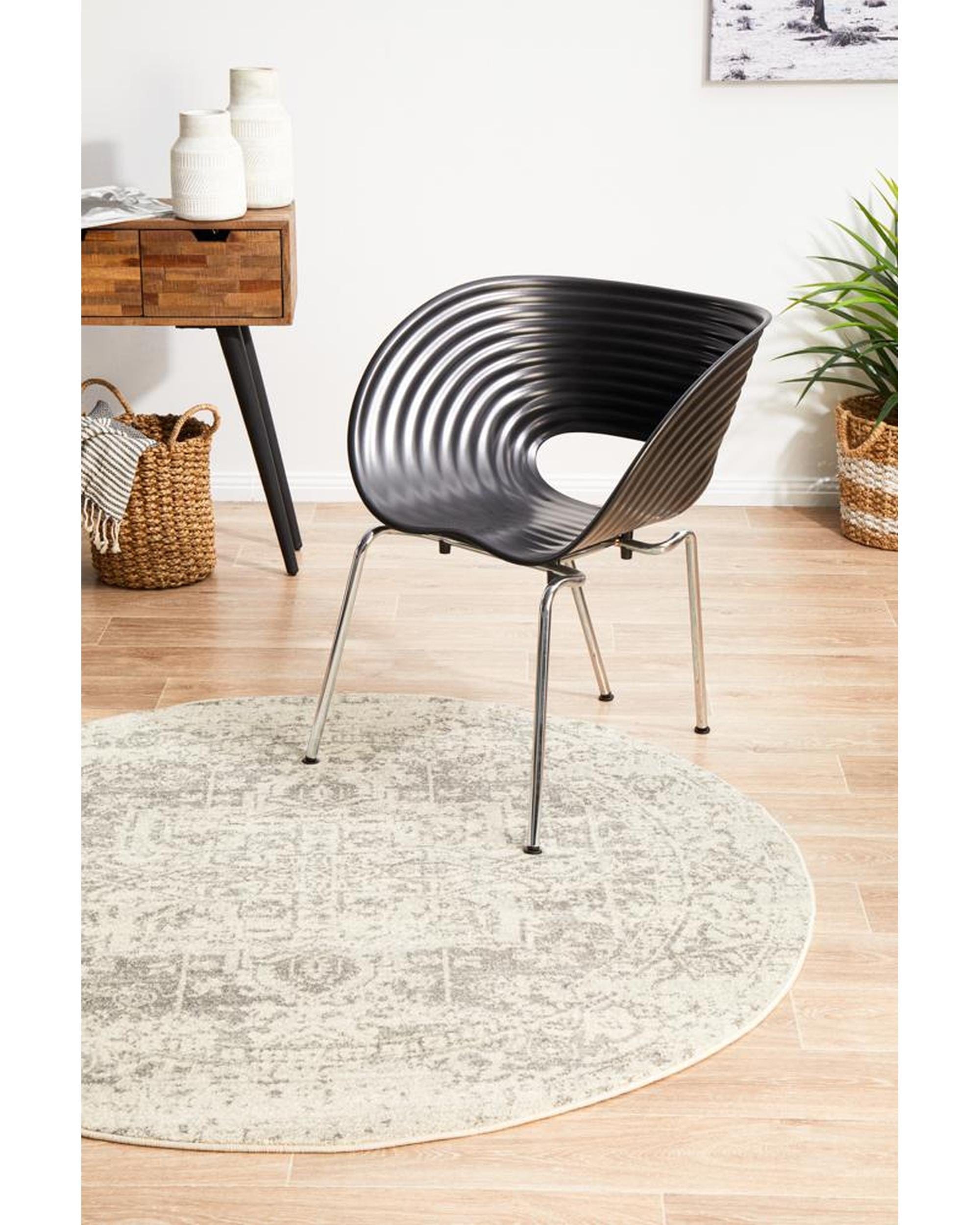 Rug Culture Rugs Evoke Dream White Silver Transitional Round Rug