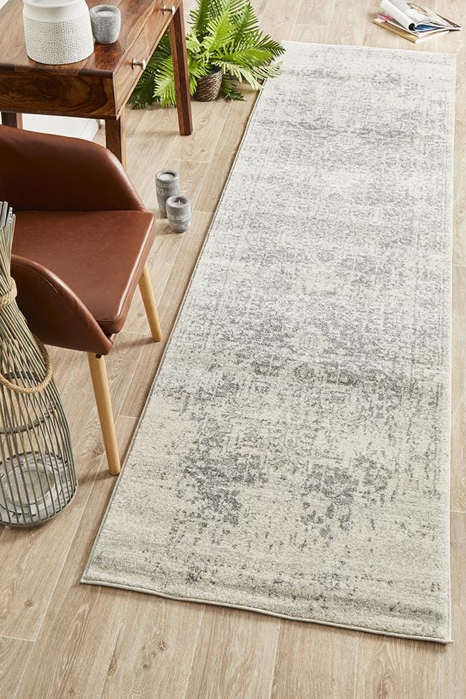 Rug Culture Rugs Evoke Dream White Silver Transitional Runner Rug