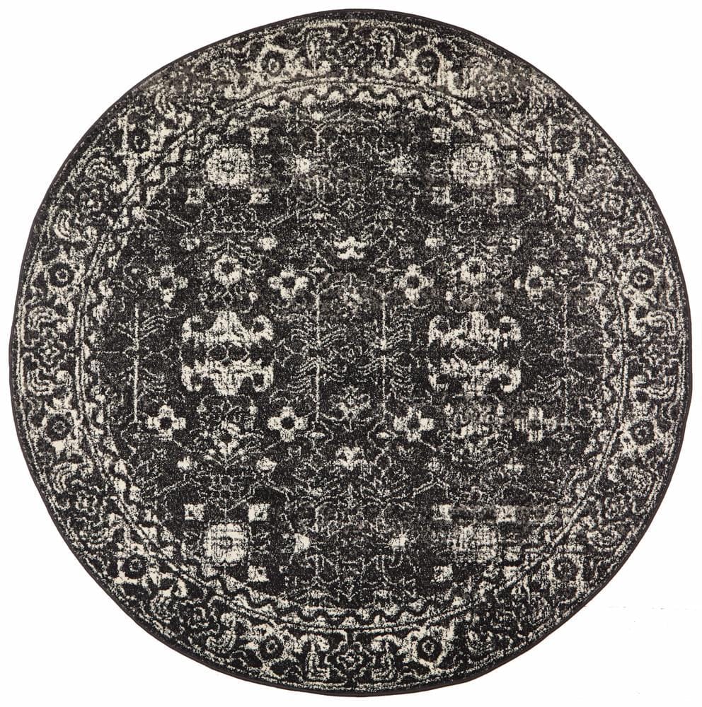 Rug Culture Rugs Evoke Estella Charcoal Transitional Round Rug