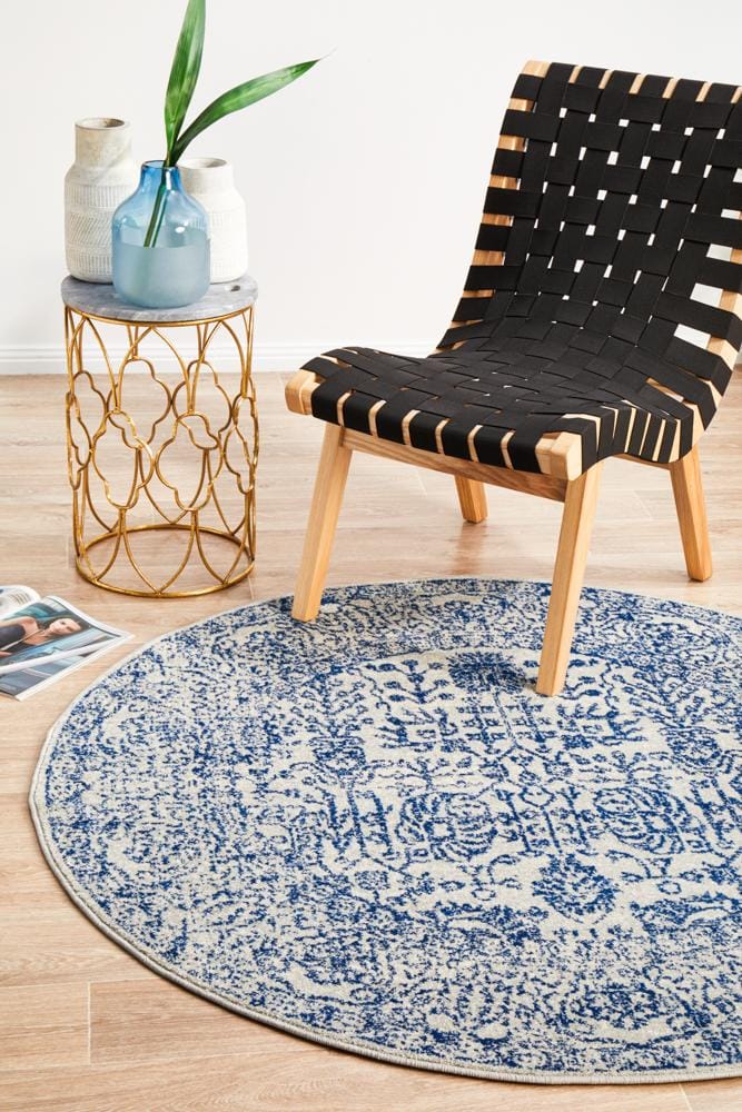 Rug Culture Rugs Evoke Frost Blue Transitional Round Rug