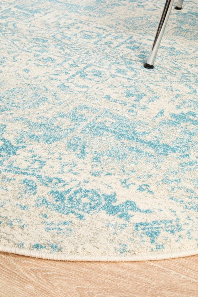 Rug Culture Rugs Evoke Glacier White Blue Transitional Round Rug
