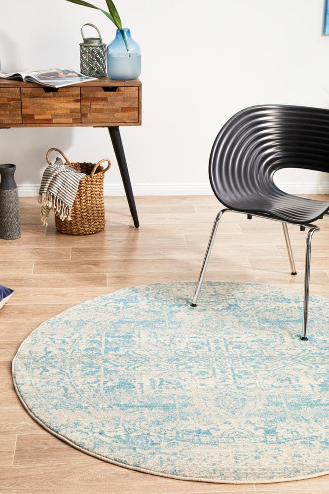 Rug Culture Rugs Evoke Glacier White Blue Transitional Round Rug