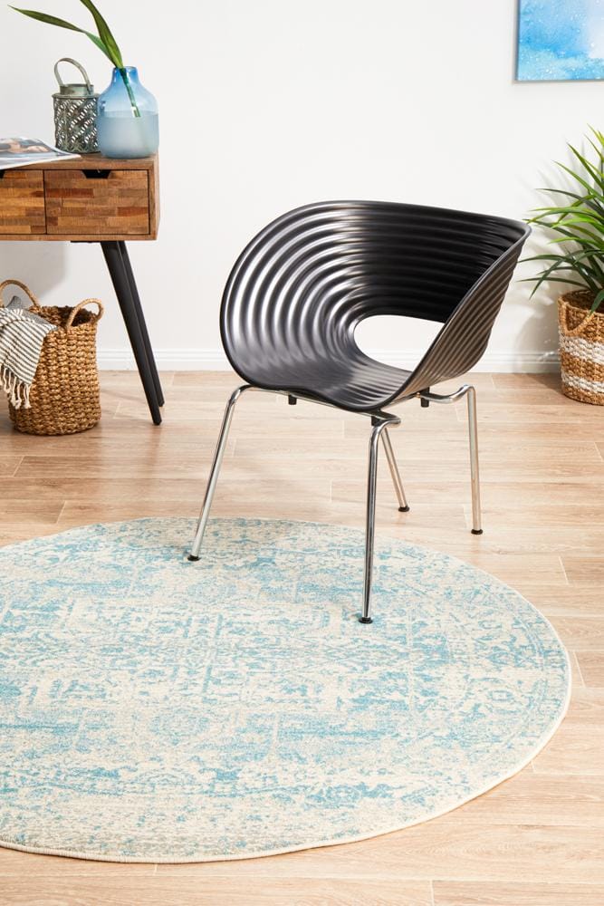 Rug Culture Rugs Evoke Glacier White Blue Transitional Round Rug