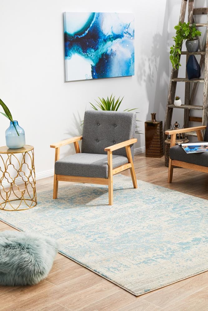 Rug Culture Rugs Evoke Glacier White Blue Transitional Rug