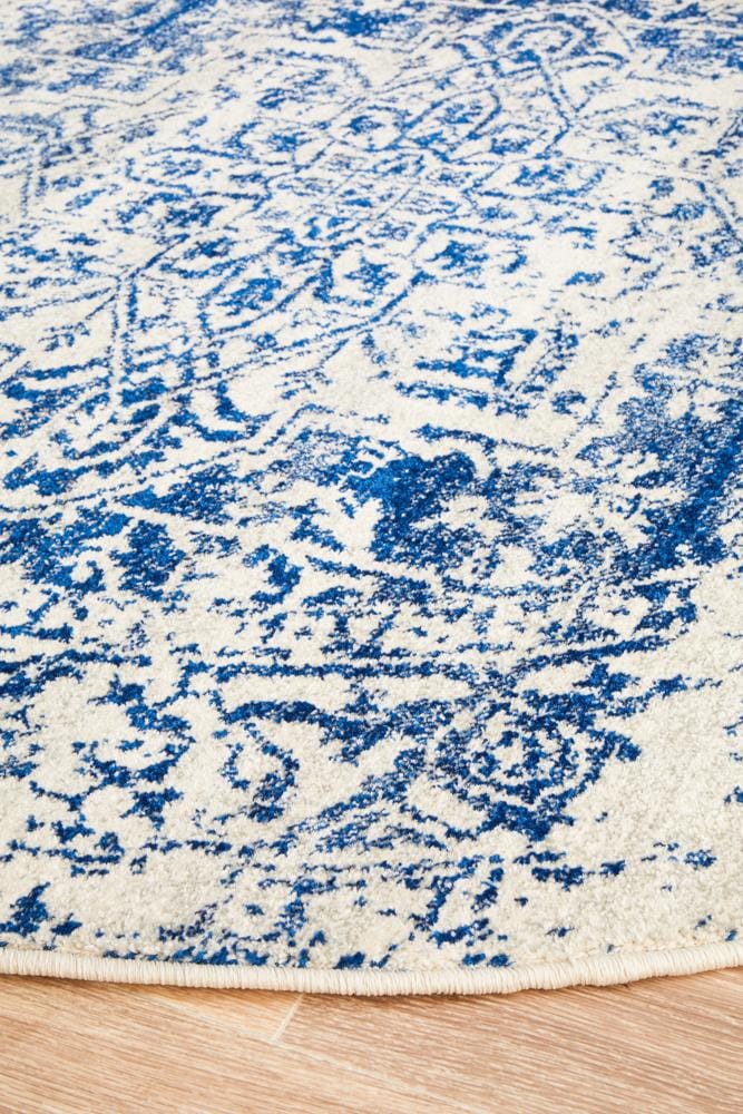 Rug Culture Rugs Evoke Horizon White Navy Transitional Round Rug