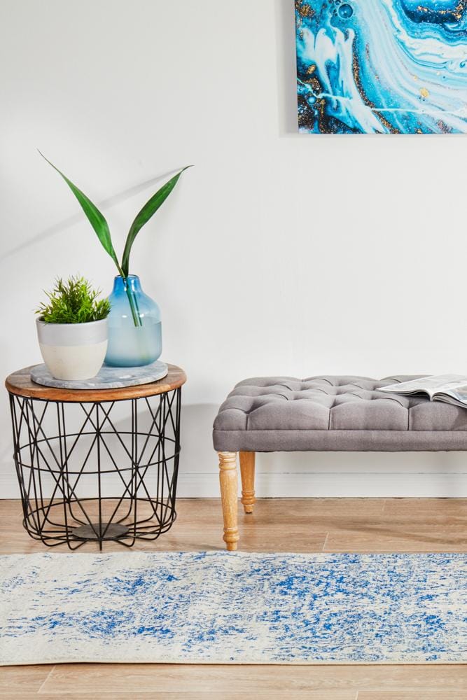 Rug Culture Rugs Evoke Horizon White Navy Transitional Runner Rug