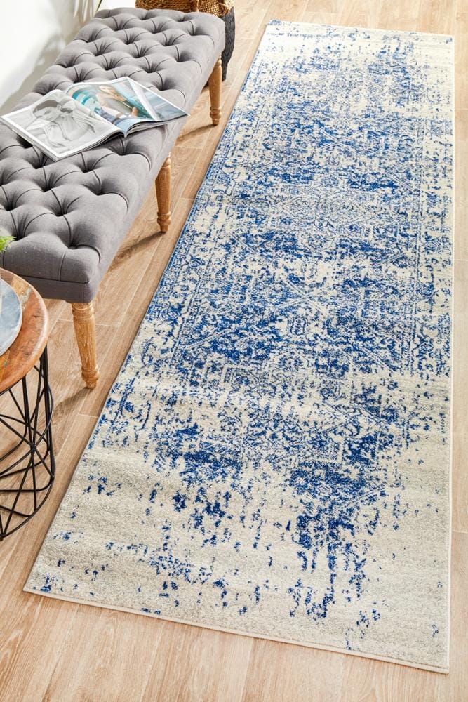 Rug Culture Rugs Evoke Horizon White Navy Transitional Runner Rug