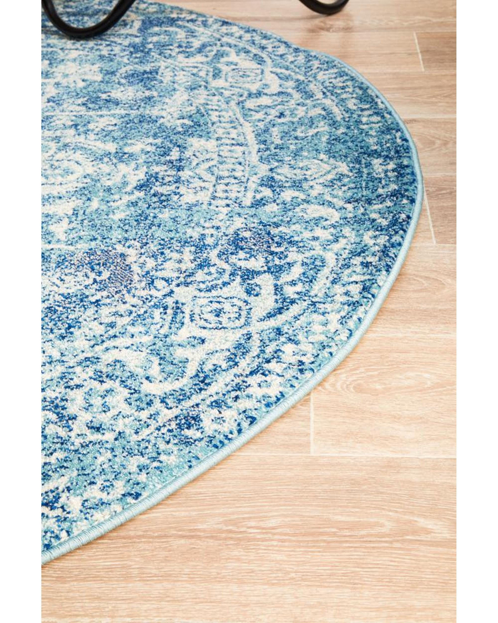 Rug Culture Rugs Evoke Muse Blue Transitional Round Rug