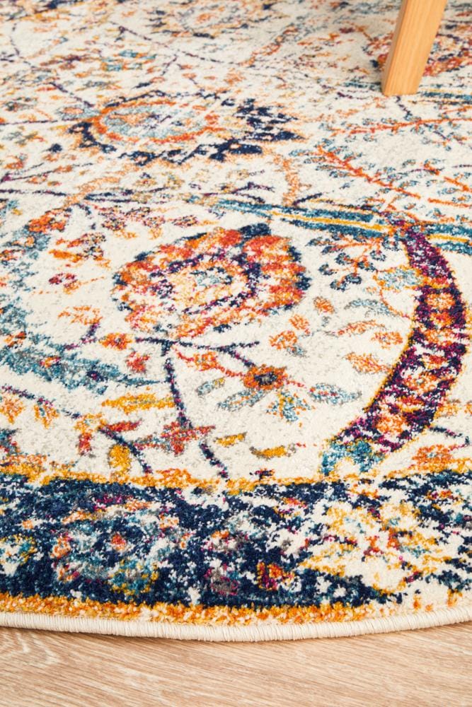 Rug Culture Rugs Evoke Peacock Ivory Transitional Round Rug