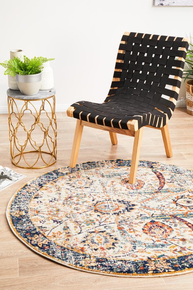 Rug Culture Rugs Evoke Peacock Ivory Transitional Round Rug
