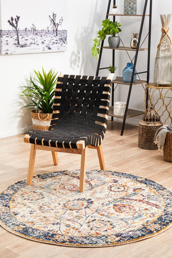 Rug Culture Rugs Evoke Peacock Ivory Transitional Round Rug